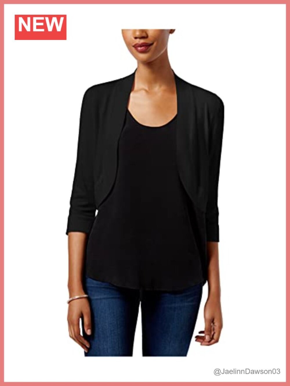Women's 3/4 Sleeve Cropped Solid Knit Cardigan